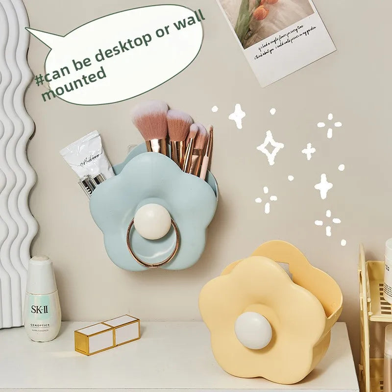 Wall-Mounted Flower Makeup Brush & Toothbrush Storage Box