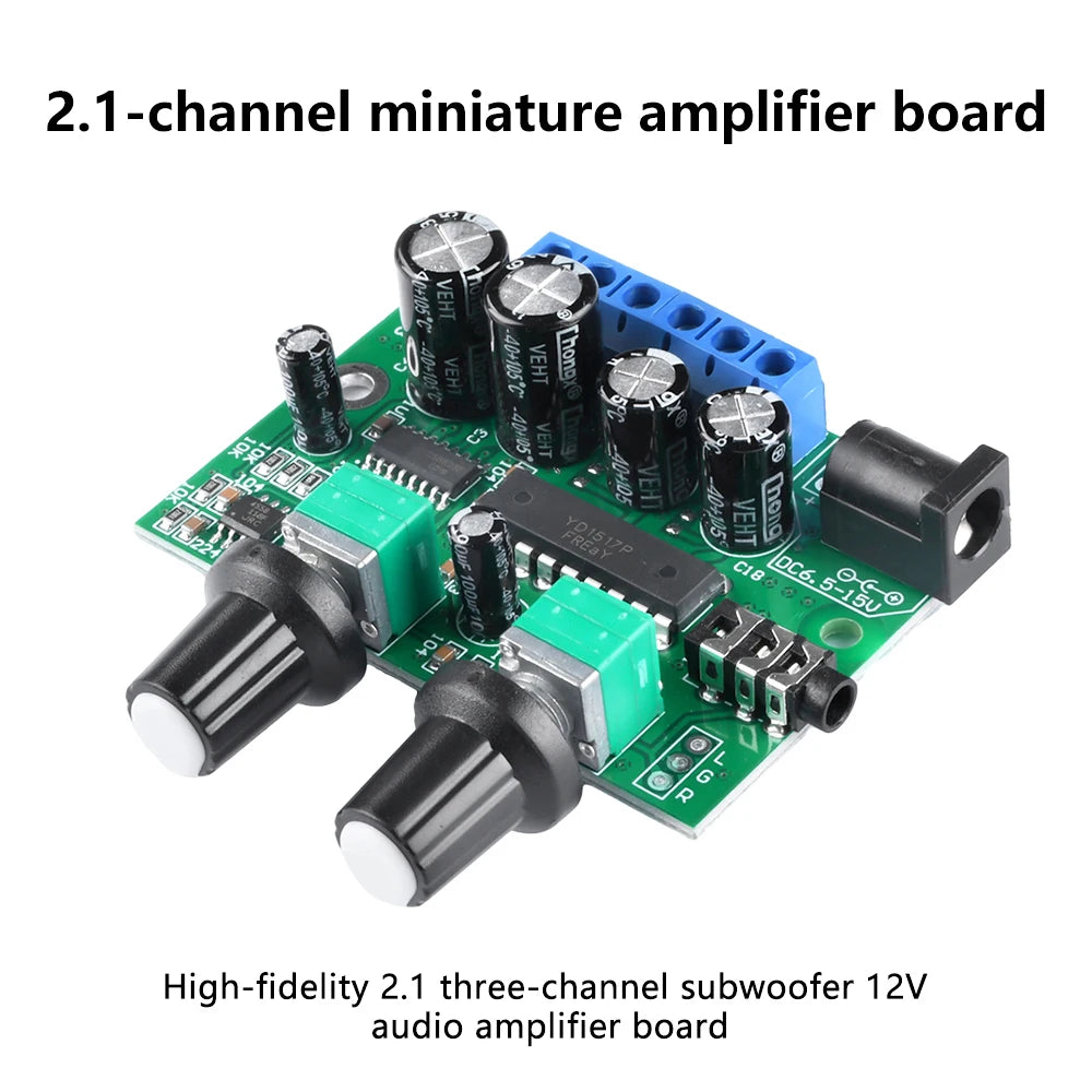2.1-Channel Class D Mini Amplifier Board 6W+6W+25W Subwoofer