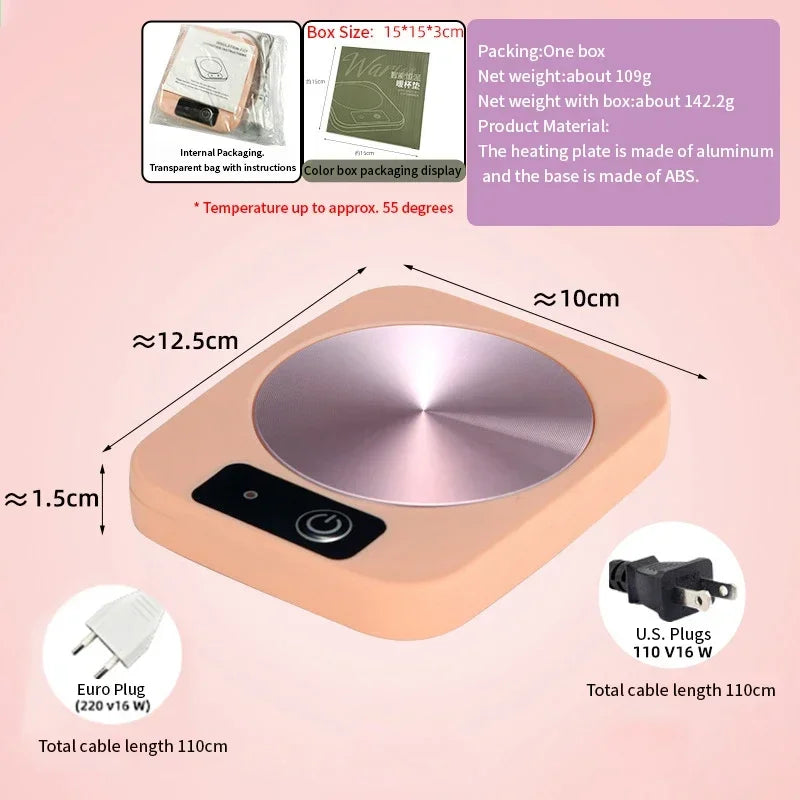 Smart 55°C Heated Cup Warmer Coaster – Coffee & Tea