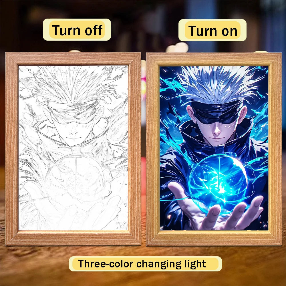 Satoru Gojo LED Light Frame – Jujutsu Kaisen Anime Decor
