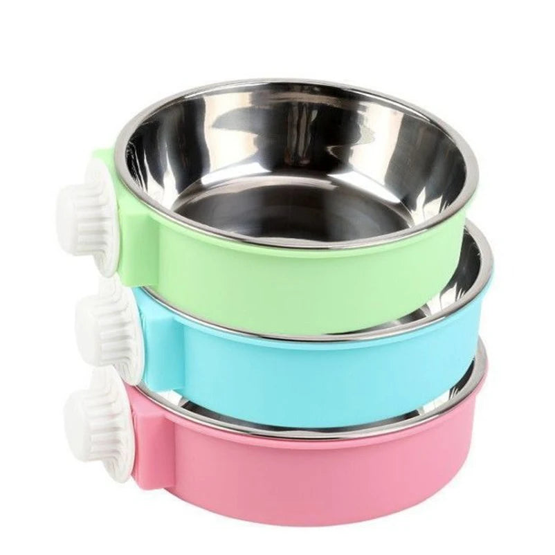 Stainless Steel Hanging Pet Bowl – Cage-Mount Dog & Cat Feeder