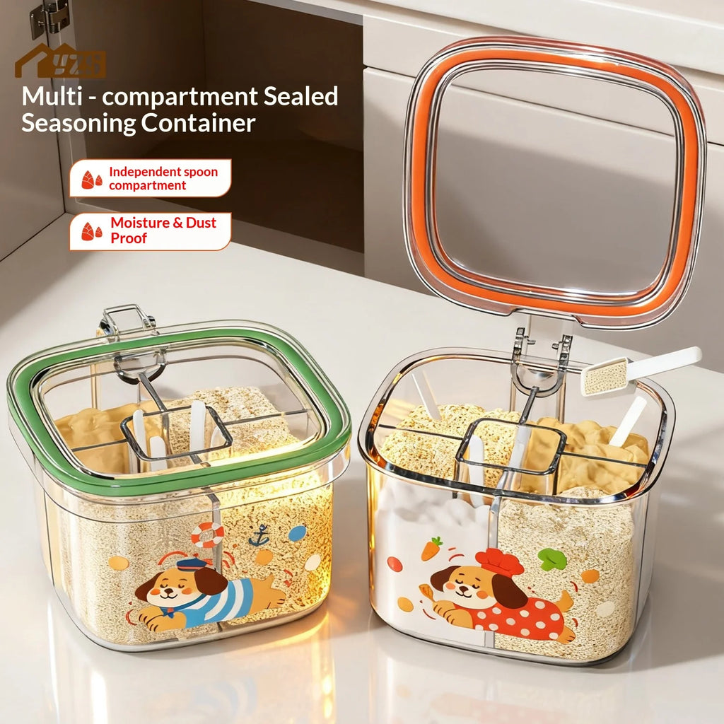 5-in-1 Multi-Grid Seasoning Box & Spice Storage Set