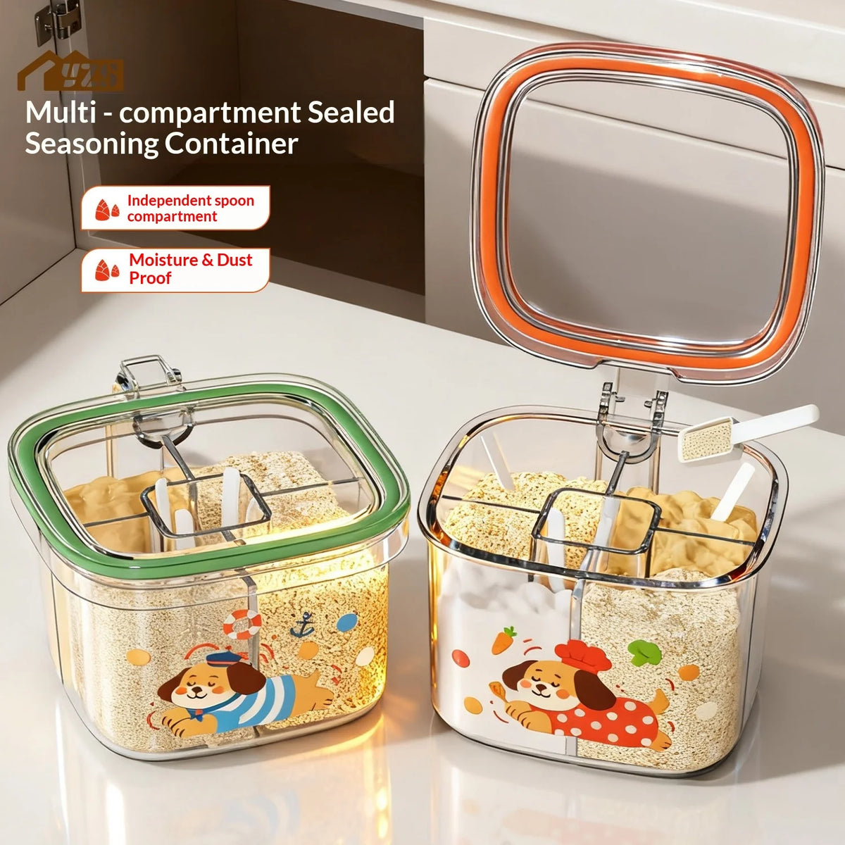 5-in-1 Multi-Grid Seasoning Box & Spice Storage Set