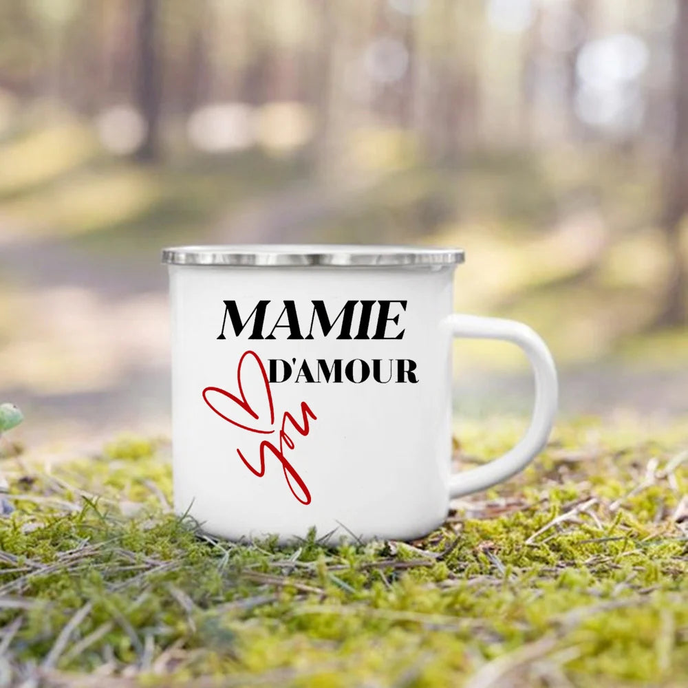 Super Papy Mamie Enamel Mug – Grandma & Grandpa Gift