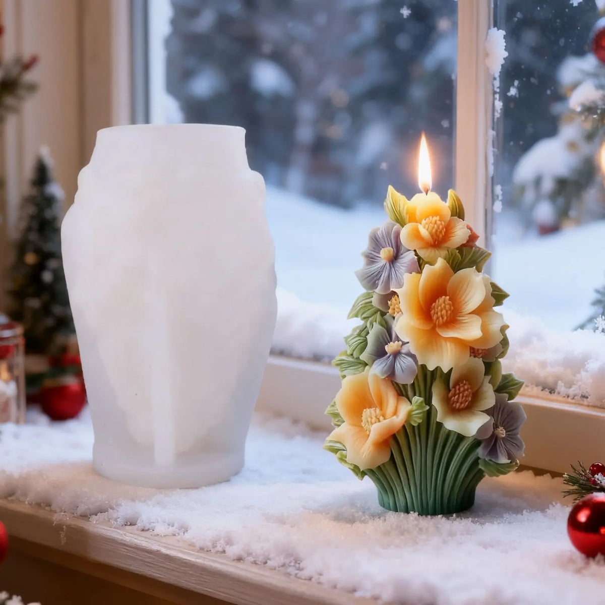 Christmas Floral Tree Silicone Candle Mold – DIY Holiday Craft