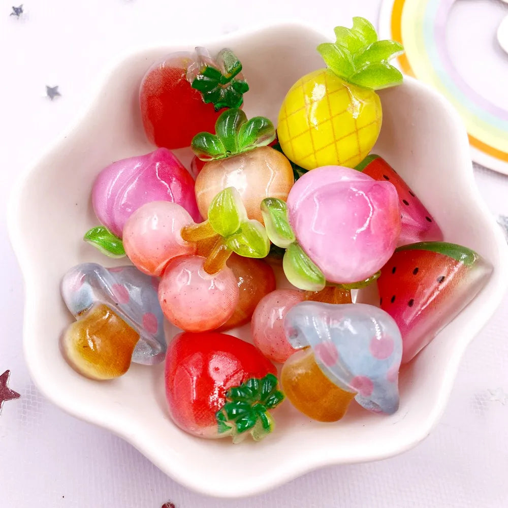 20PCS 3D Resin Fruit Flatback Figurines – DIY Scrapbook Craft