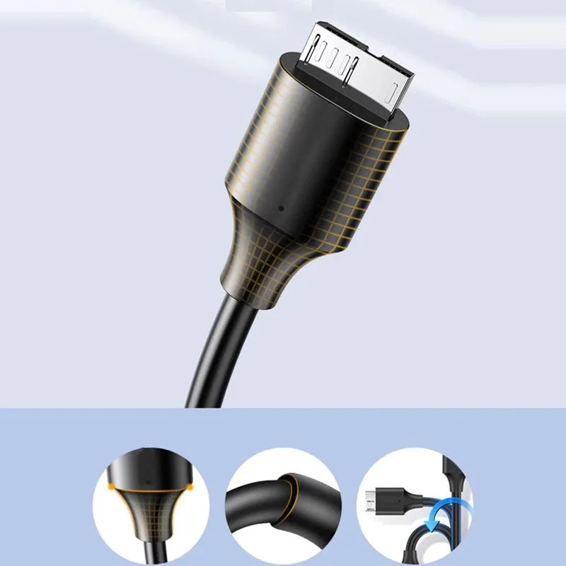 USB 3.0 Type-A to Micro-B HDD Cable | High-Speed Data Sync