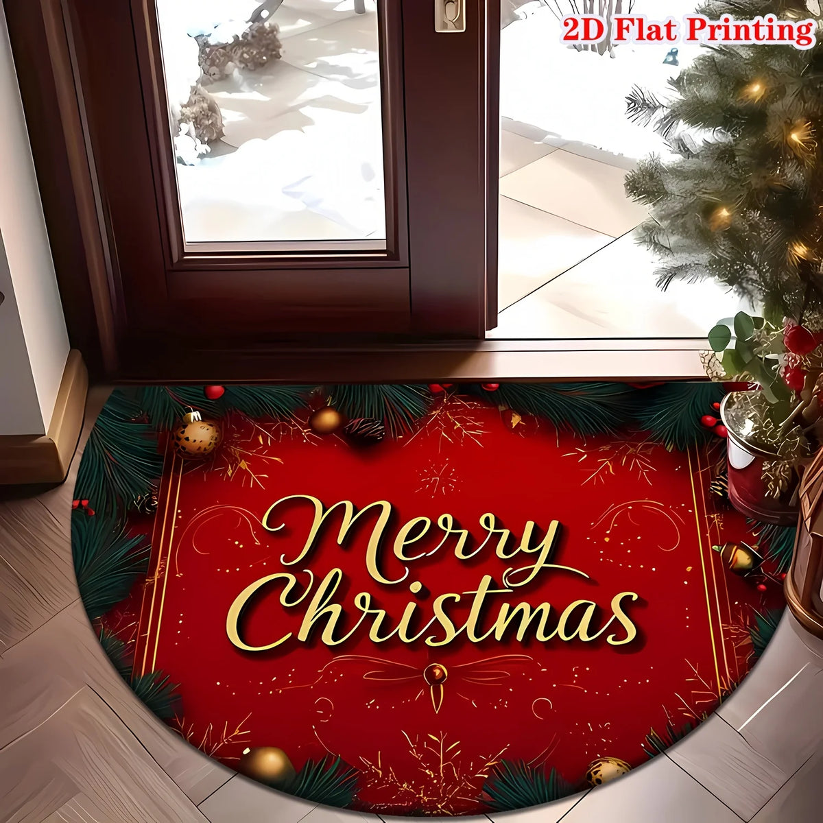 Vintage Santa Claus Ho Ho Ho Half-Round Holiday Doormat