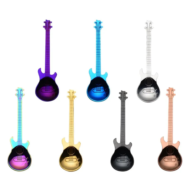 Guitar Shaped Stainless Steel Coffee Spoons | Set of 1 or 5