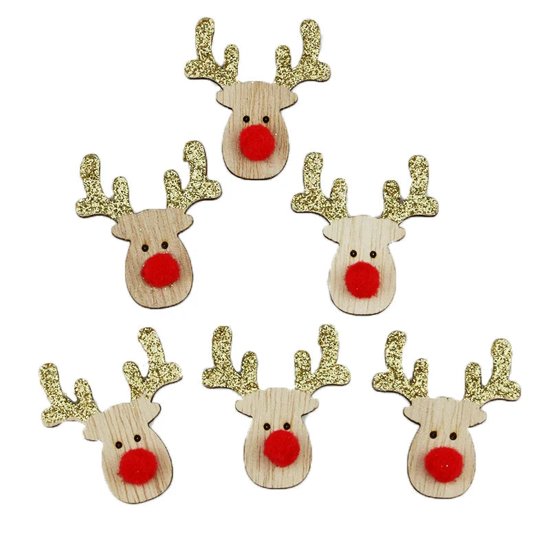 Sparkling Pink Nose Elk Christmas Ornaments – 6-Piece Set