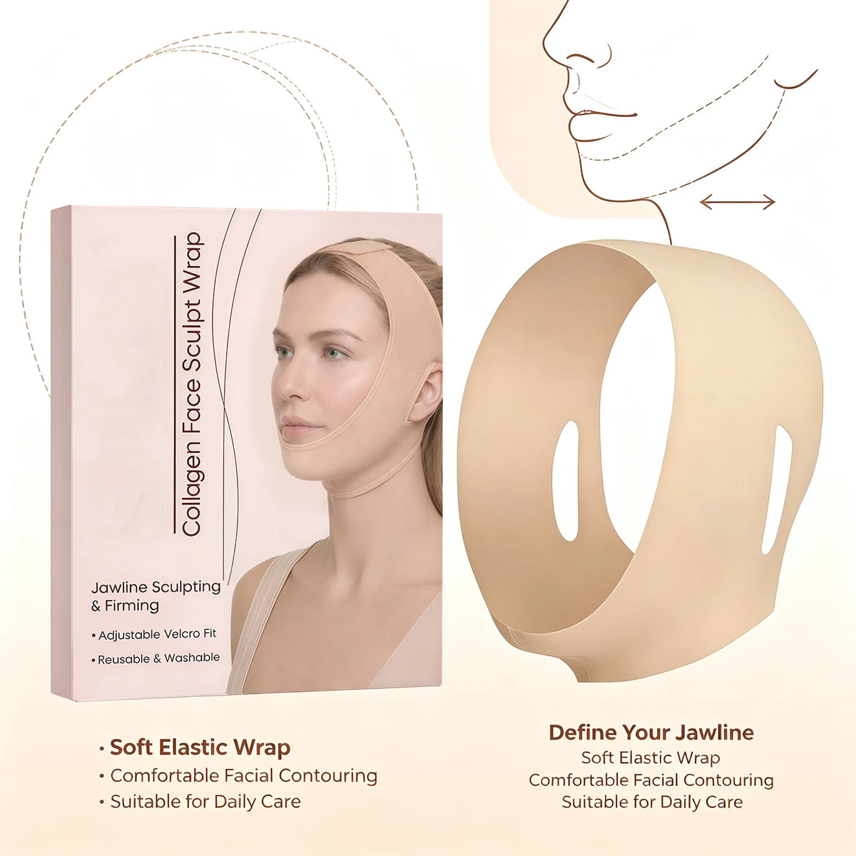 Adjustable Jawline Firming Band – Face Sculpting Chin Wrap