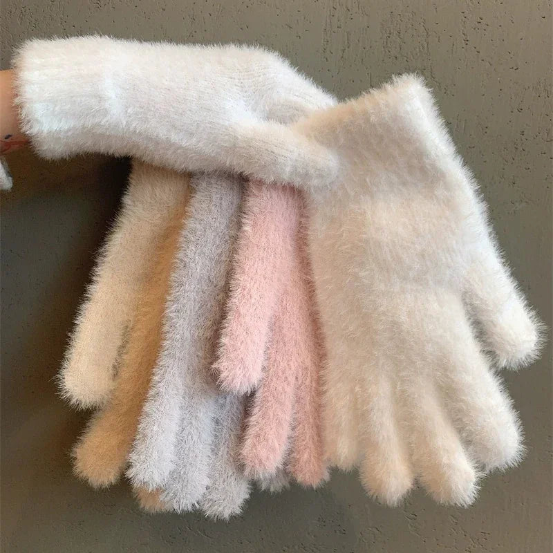 Women's Winter Warm Plush Velvet Gloves – Windproof Knit