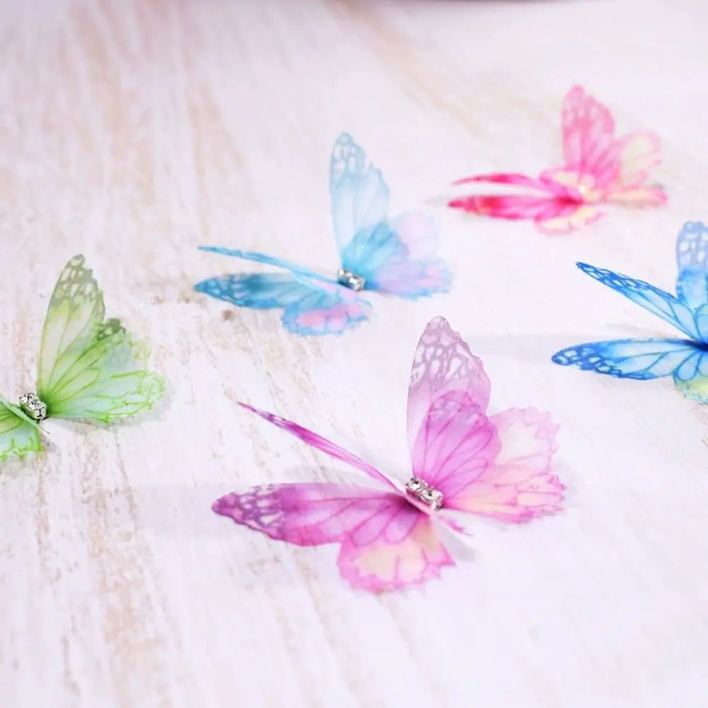 50Pcs 3D Organza Butterfly Appliques – Gradient Chiffon Patches