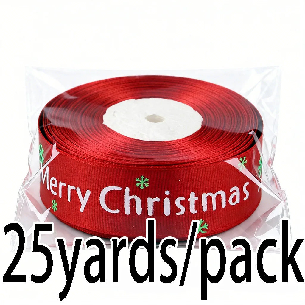 Red Merry Christmas Grosgrain Ribbon – 25 Yards, 1" Wide