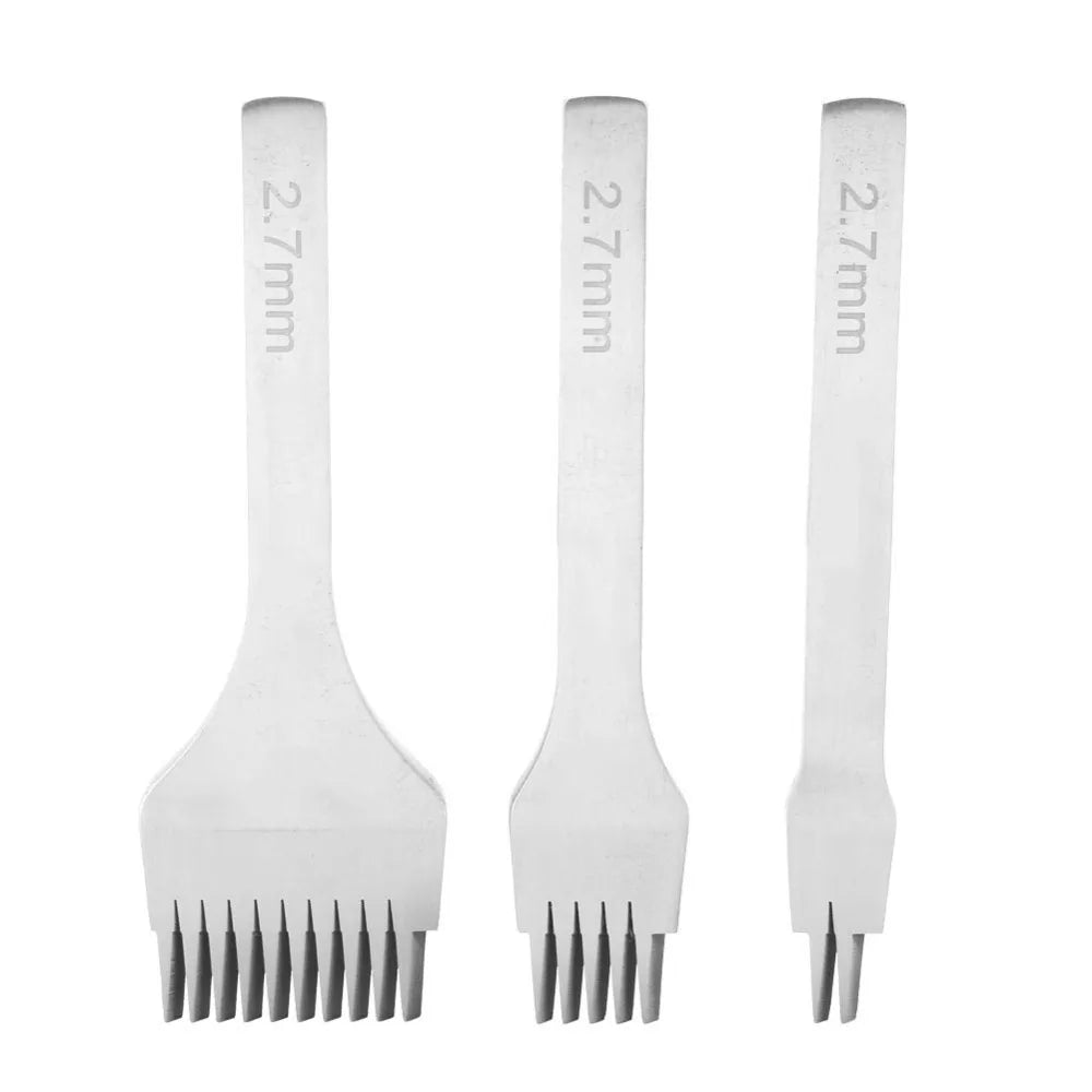 3-Piece Leather Stitching Chisel Set – 2/5/10 Prong, 2.7mm