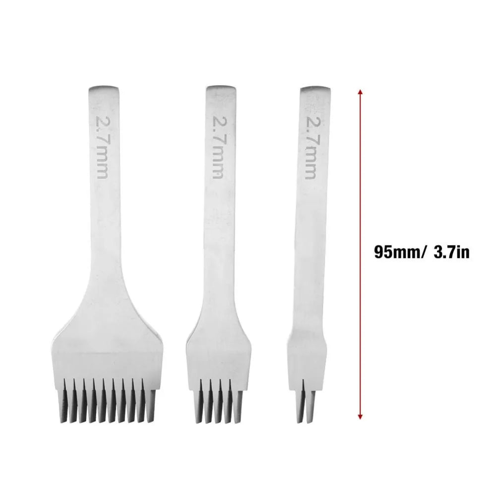 3-Piece Leather Stitching Chisel Set – 2/5/10 Prong, 2.7mm