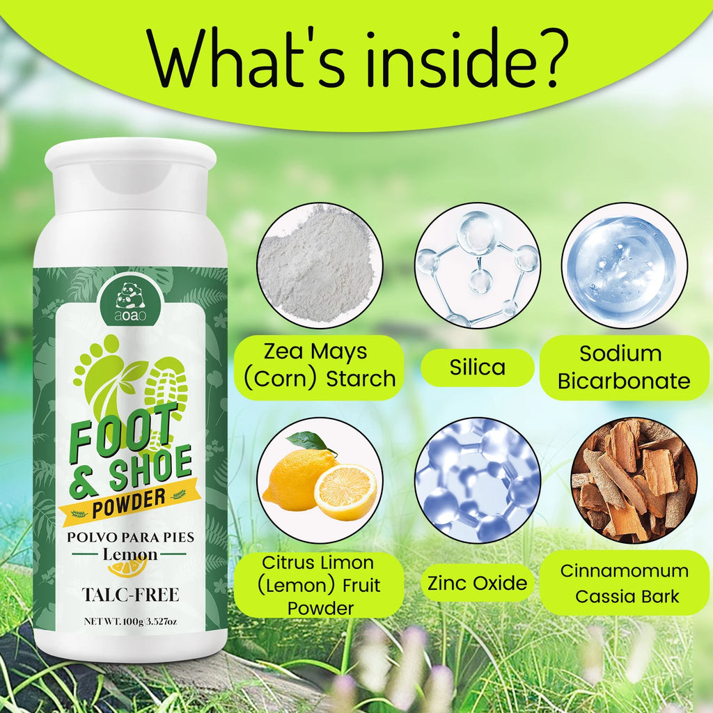 Foot & Shoe Deodorizing Powder – Corn Starch, Lemon & Silica