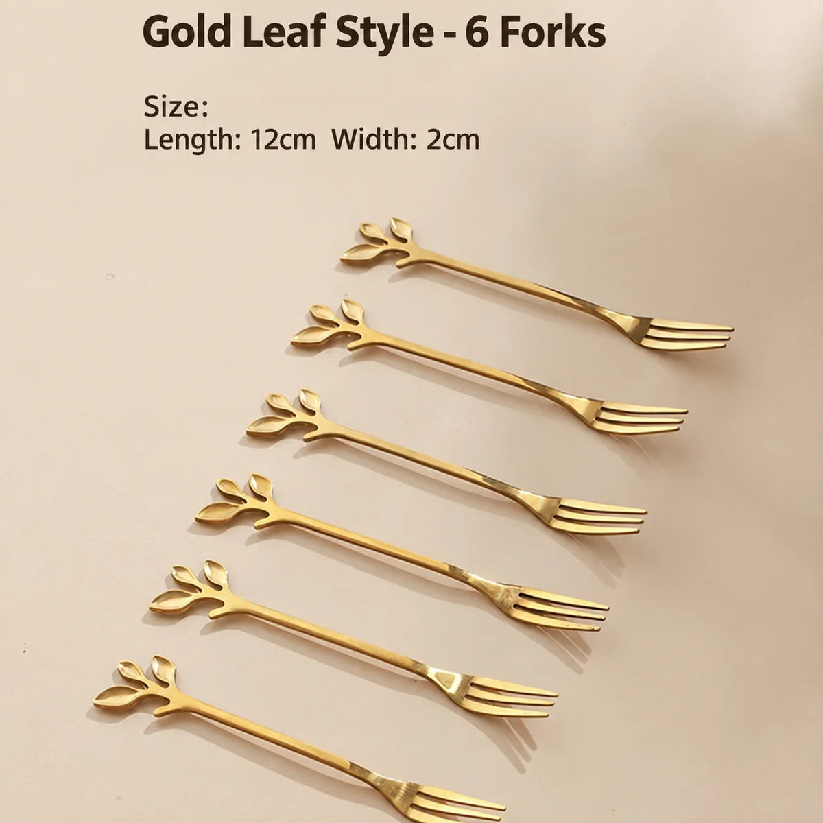 Gold Tone Fruit & Dessert Fork Set with Decorative Holder