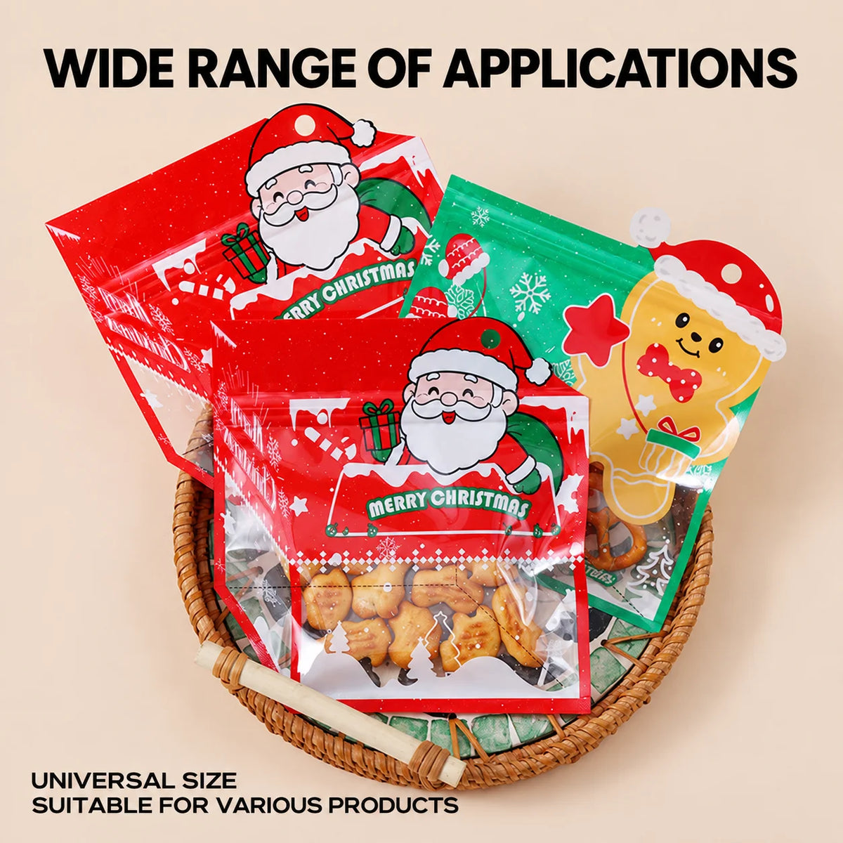 50-Pack Christmas Gingerbread Resealable Clear Bags 15×16cm