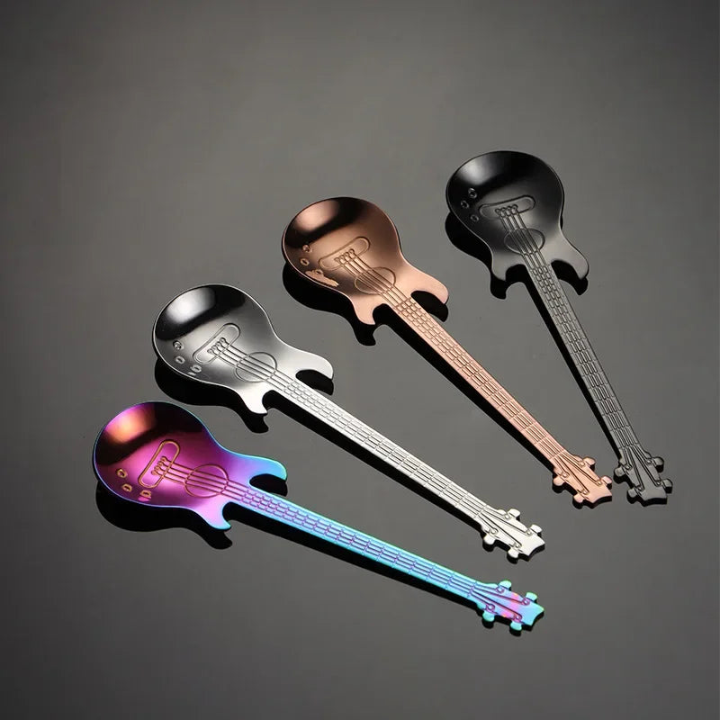 Guitar Shaped Stainless Steel Coffee Spoons | Set of 1 or 5