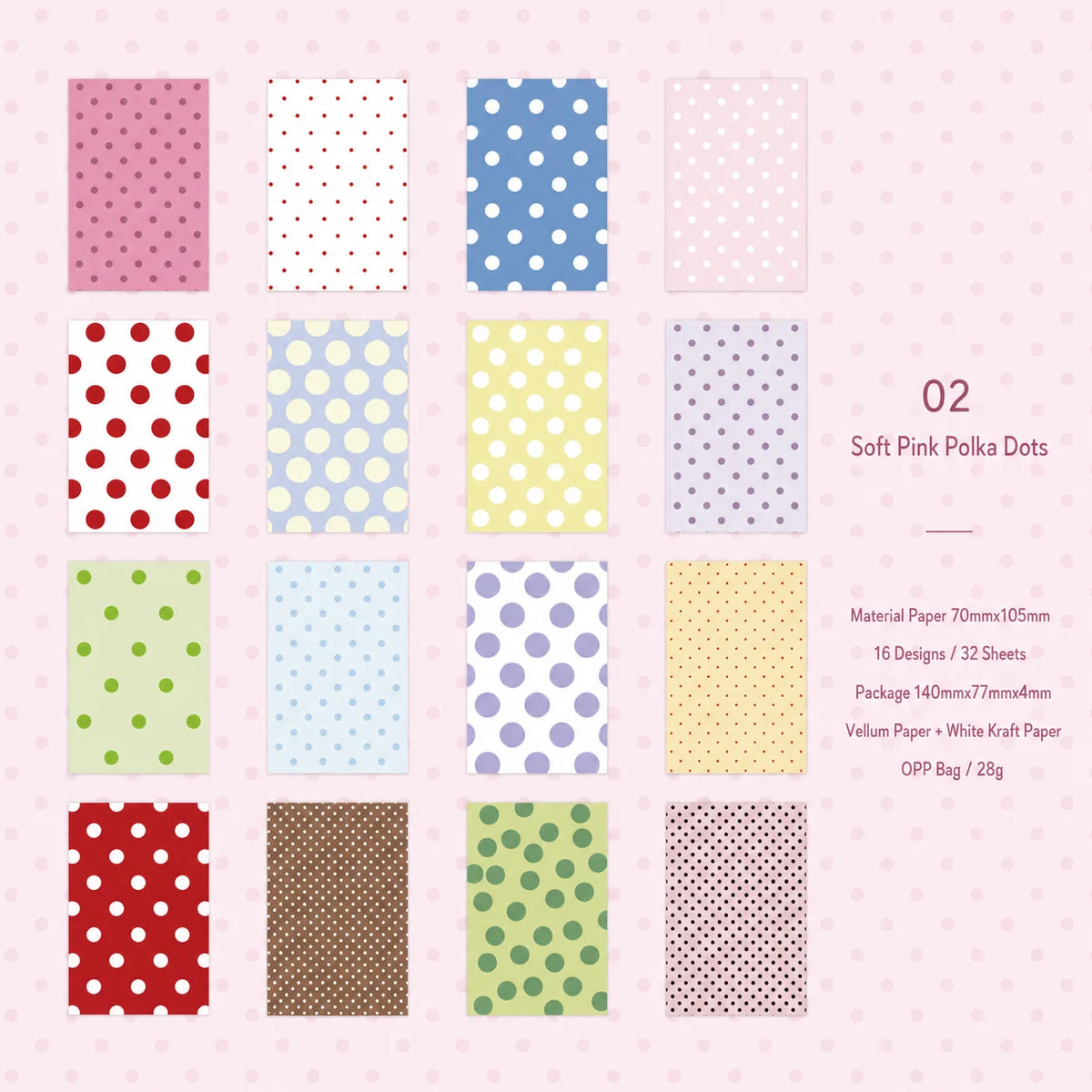 Vintage Polka Dot Scrapbook Paper Set – 32 Sheets Vellum & Kraft