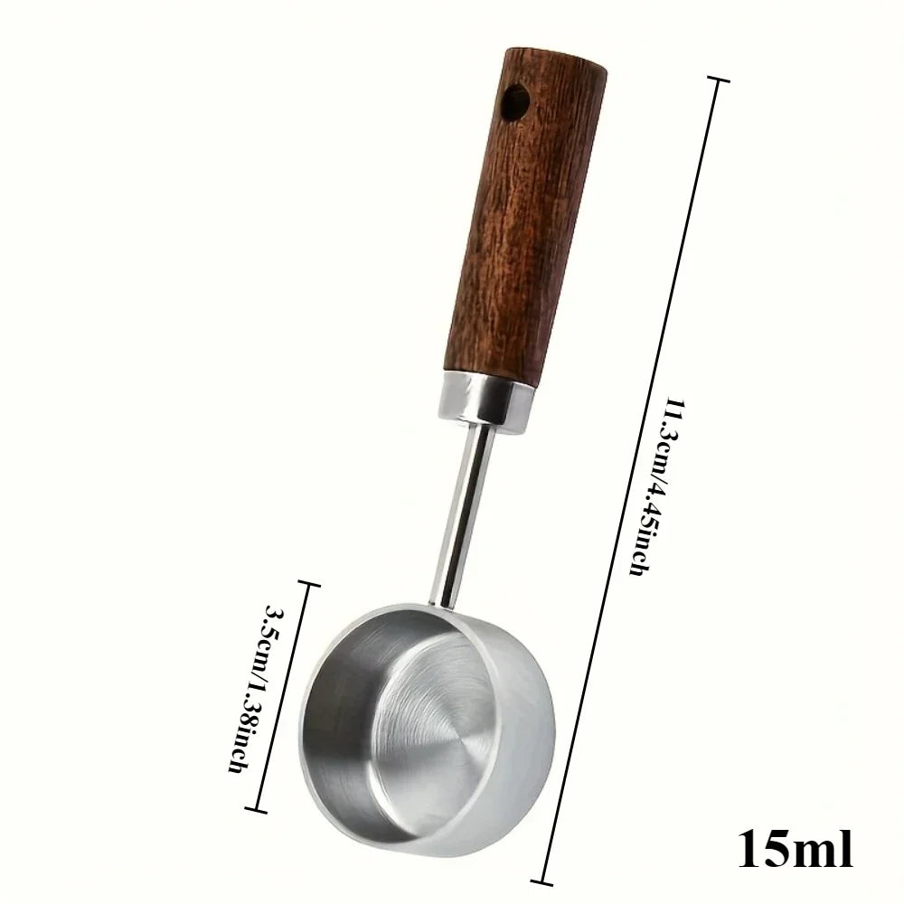 15ml Wooden Coffee Scoop – Stainless Steel Measuring Spoon