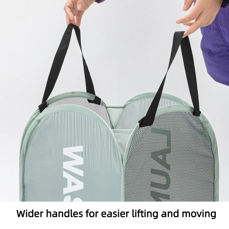 Collapsible Pop-Up Mesh Laundry Hamper with Carry Handles