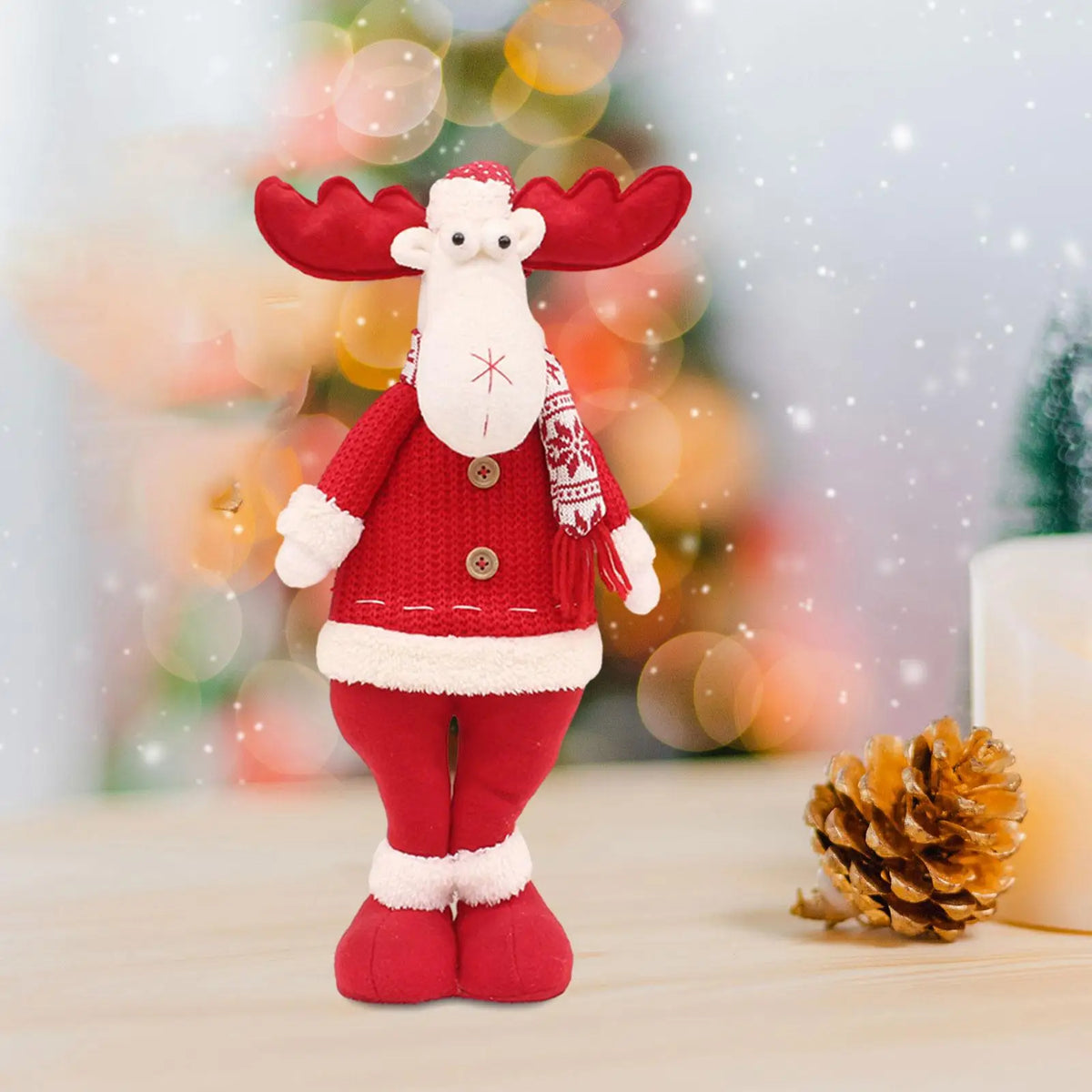 Santa Standing Figurine – Cloth Christmas Doll Table Decor