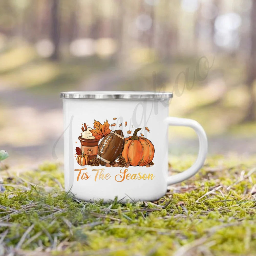 Tis' The Season Enamel Mug | Fall Coffee & Cocoa Cup Gift