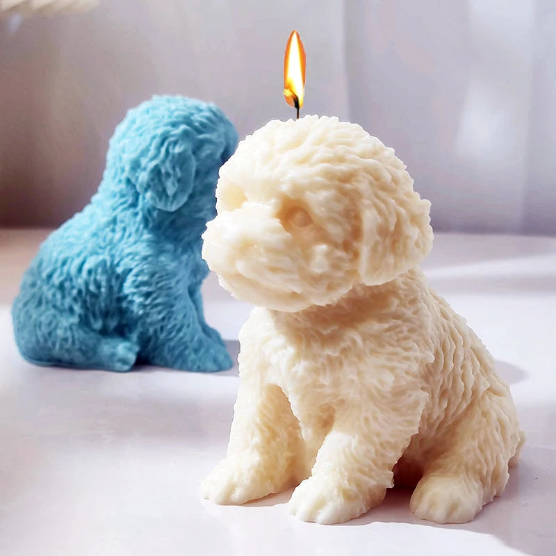 3D Sitting Teddy Dog Silicone Mold – Candle Soap Resin Craft