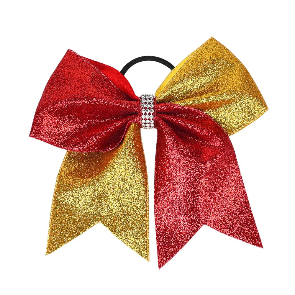 12-Pack Glitter Grosgrain Cheerleading Hair Bows for Girls