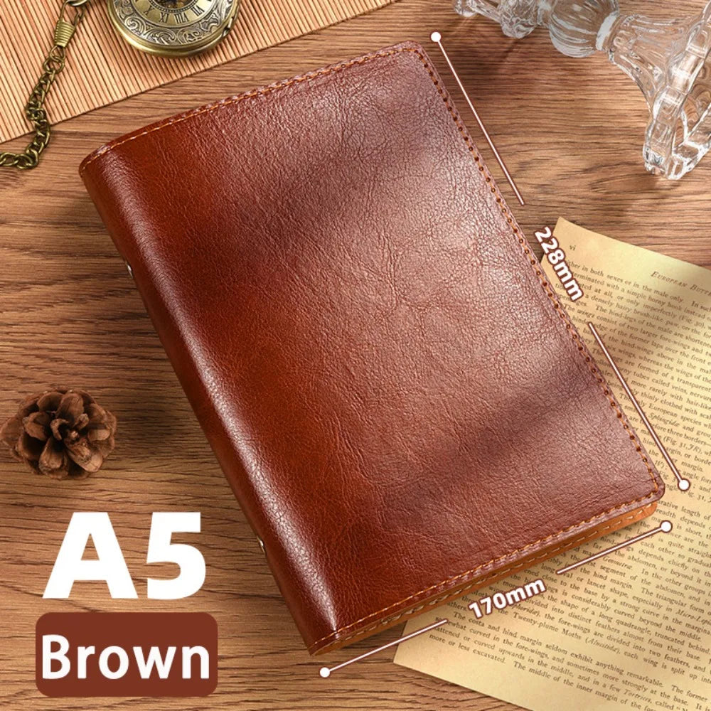 Vintage PU Leather Loose-Leaf Notebook A5/A6 – Diary Binder