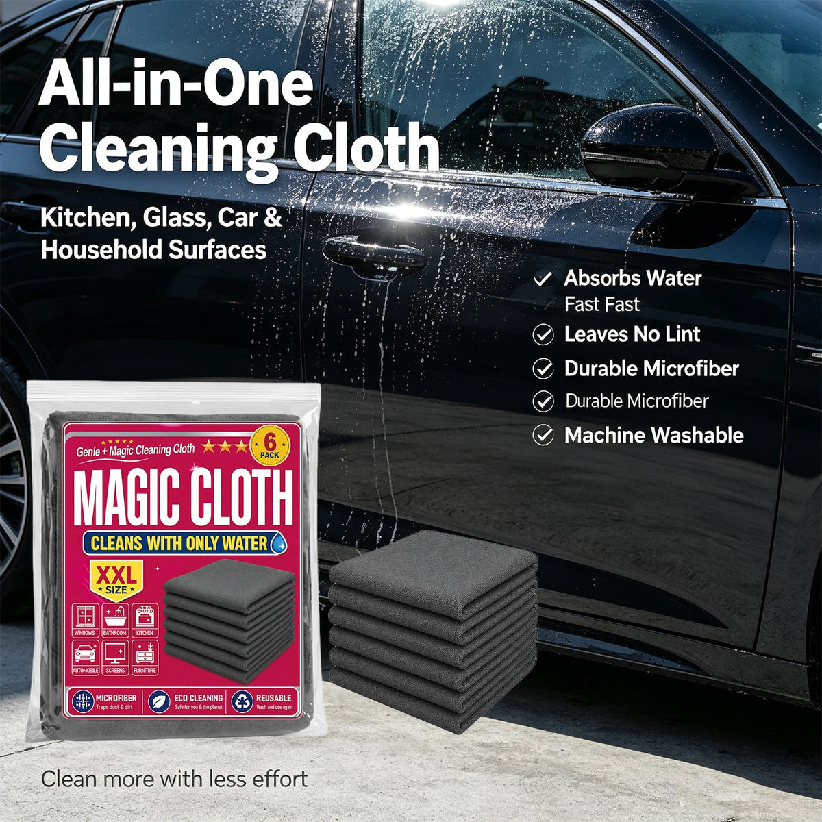 6-Pack Microfiber Cleaning Cloths – Reusable & Lint-Free