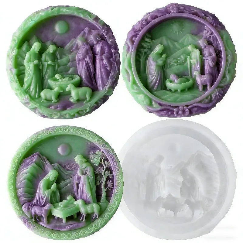 Jesus & Virgin Mary Silicone Mold – DIY Candle Soap Gypsum