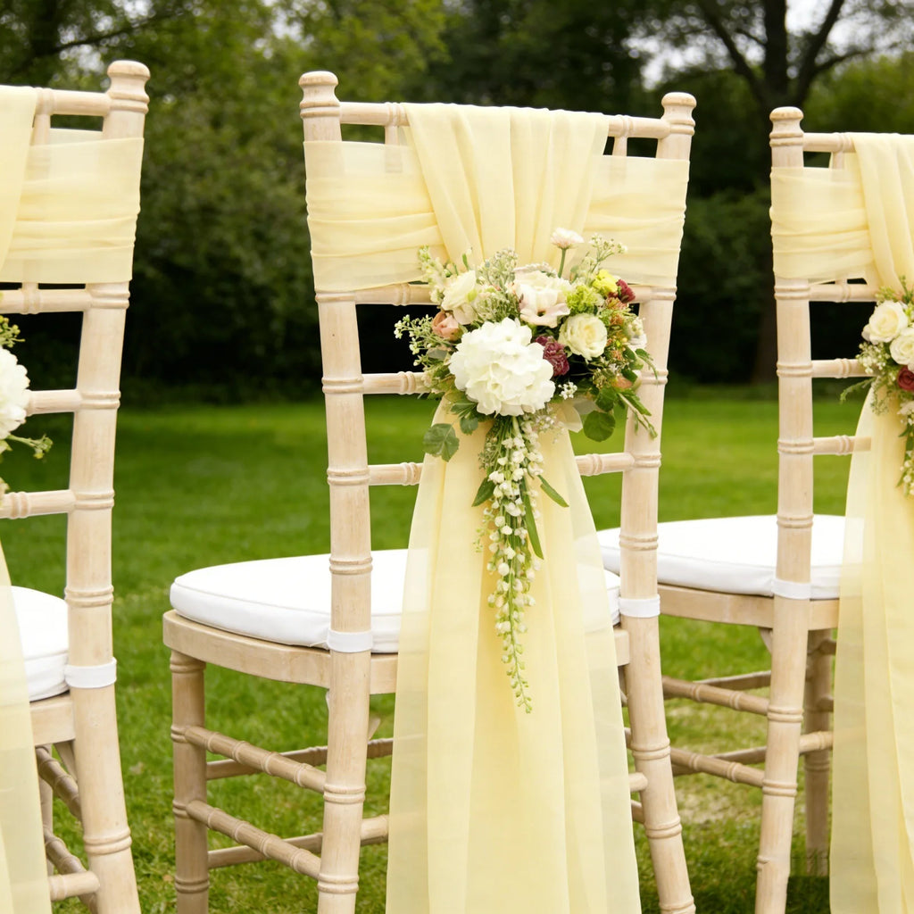 Tulle Organza Chair Sash Ribbon Bow – Wedding & Banquet Décor