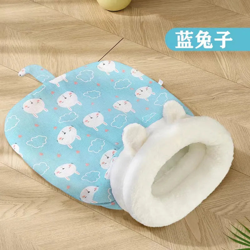Warm Plush Cat Sleeping Bag – Cozy Cave Pet Bed with Ear Design