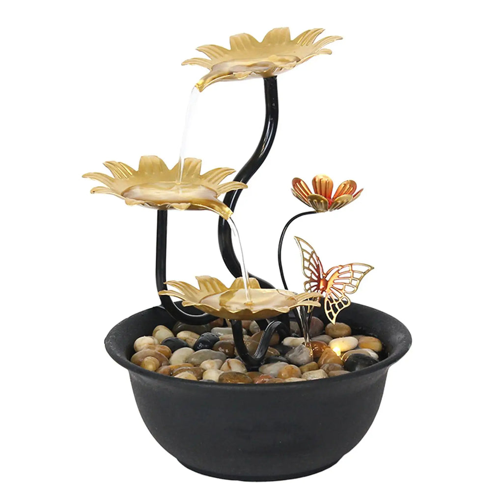 3-Tier LED Tabletop Water Fountain – USB Indoor Waterfall
