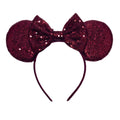 Girls' Flip Sequin Mouse Ear Headband – Wine Red Hair Bow
