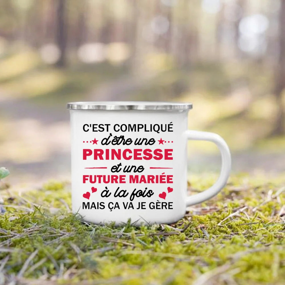 French Print Enamel Mug | Wedding & Bachelorette Party Gift