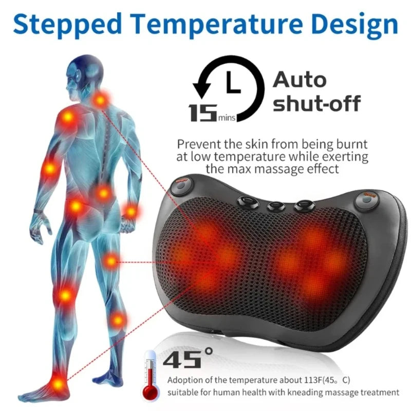 U-Shaped Shiatsu Neck & Back Massage Pillow with Heat