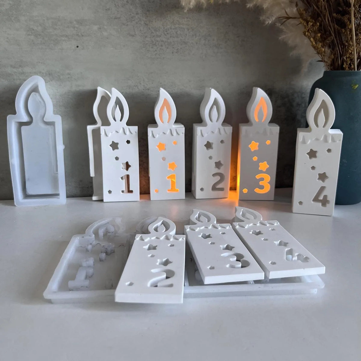 1-2-3-4 Advent Number Candle Silicone Mold – DIY Plaster & Wax
