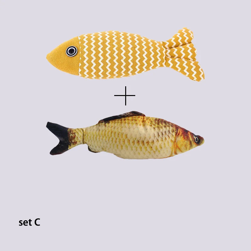 Catnip Plush Fish Toy – Soft Linen Chew Toy for Cats
