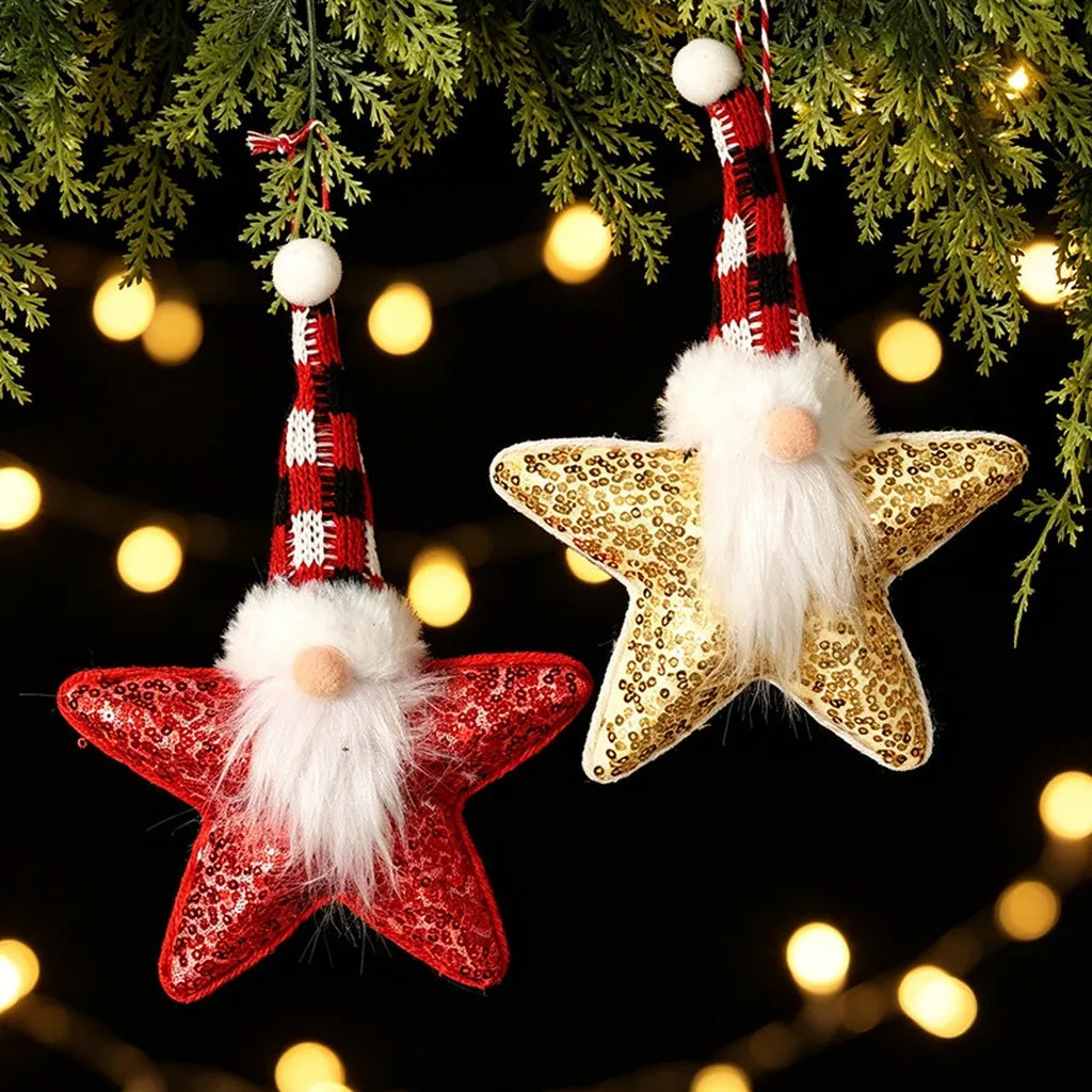 Star Gnome Christmas Ornament – Sequin Plush Hanging Décor