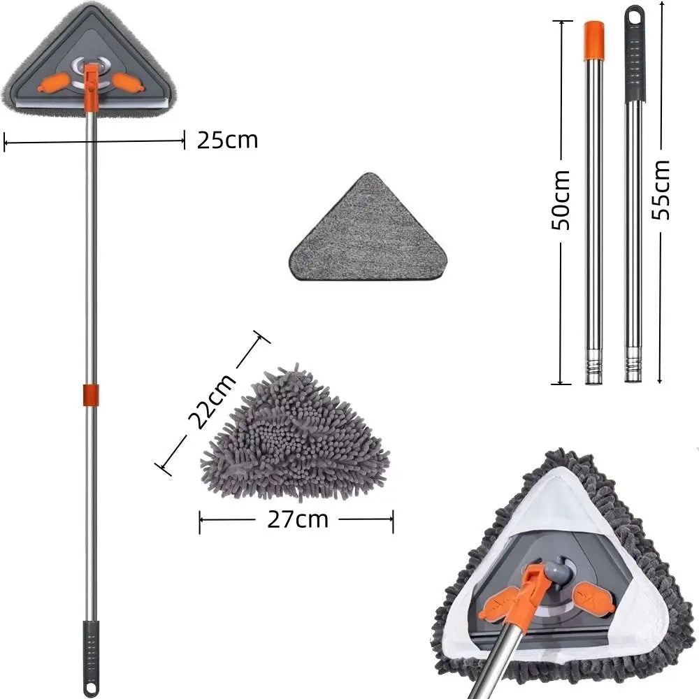 360° Rotatable Triangle Window Cleaning Mop & Extension Pole