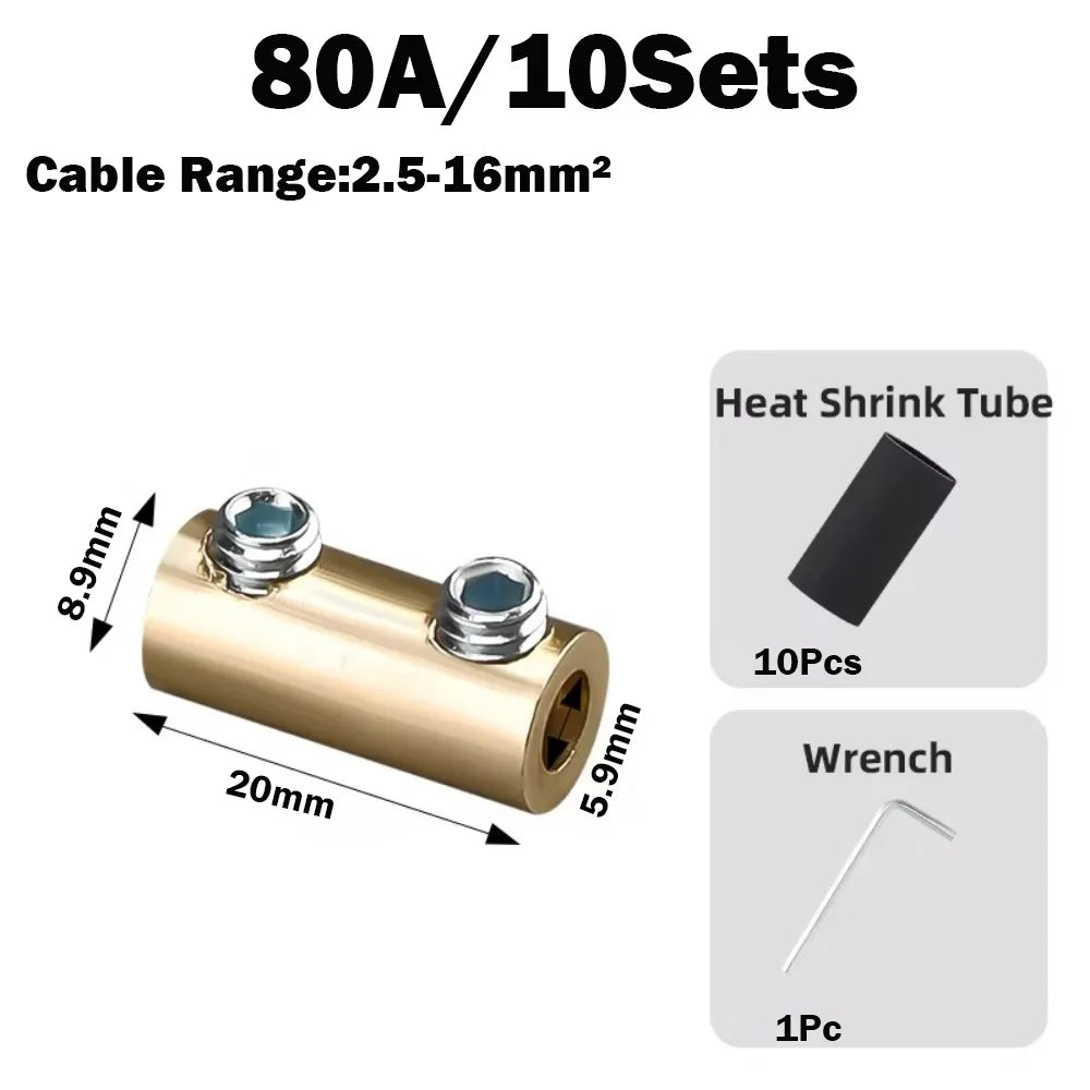 Brass Waterproof Terminal Block Set with Heat Shrink Tubing