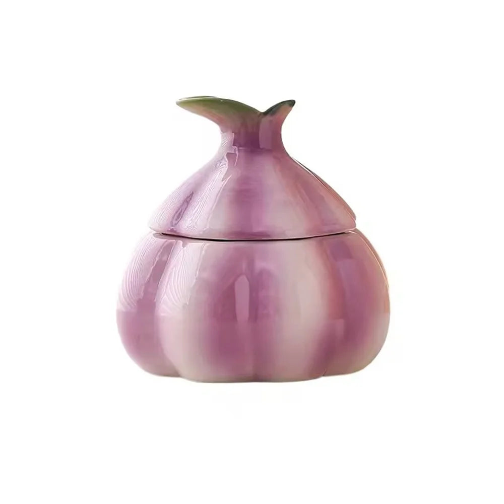Purple Garlic Ceramic Storage Jar – Candy & Nut Container