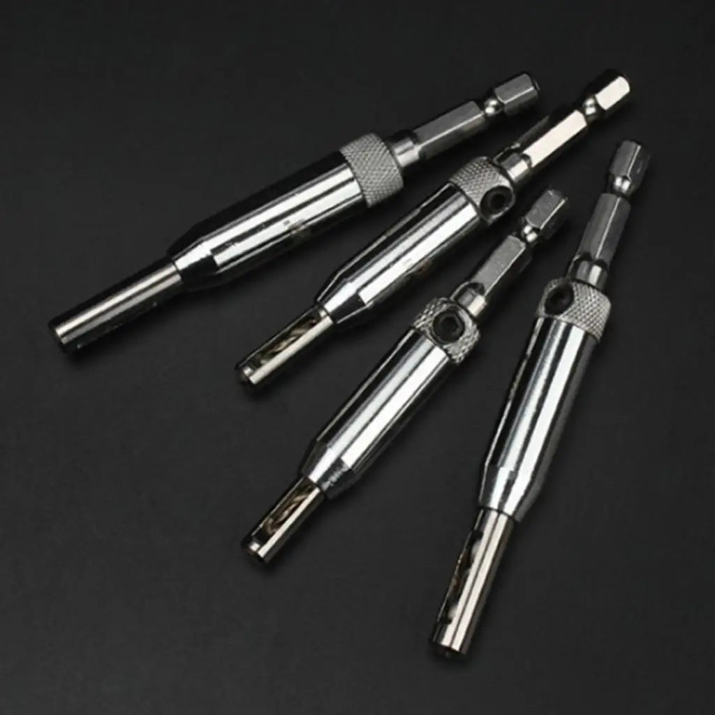 4-Piece Self-Centering Hinge Drill Bit Set – Woodworking