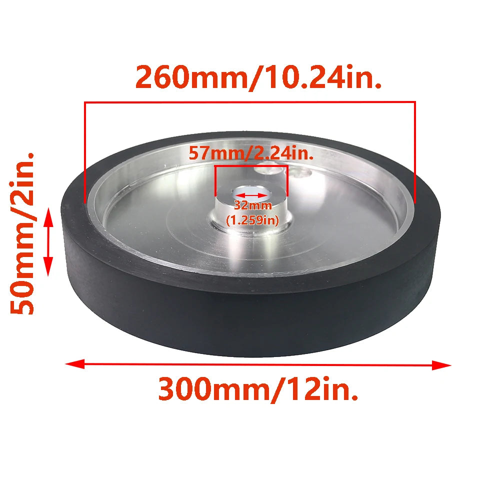 12x2" Solid Rubber Contact Wheel 300x50mm Belt Grinder 70A