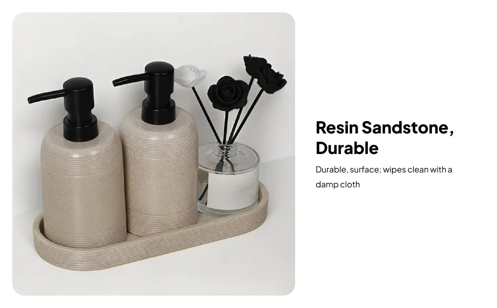 Resin Sandstone Oval Vanity Tray – Bathroom Organizer