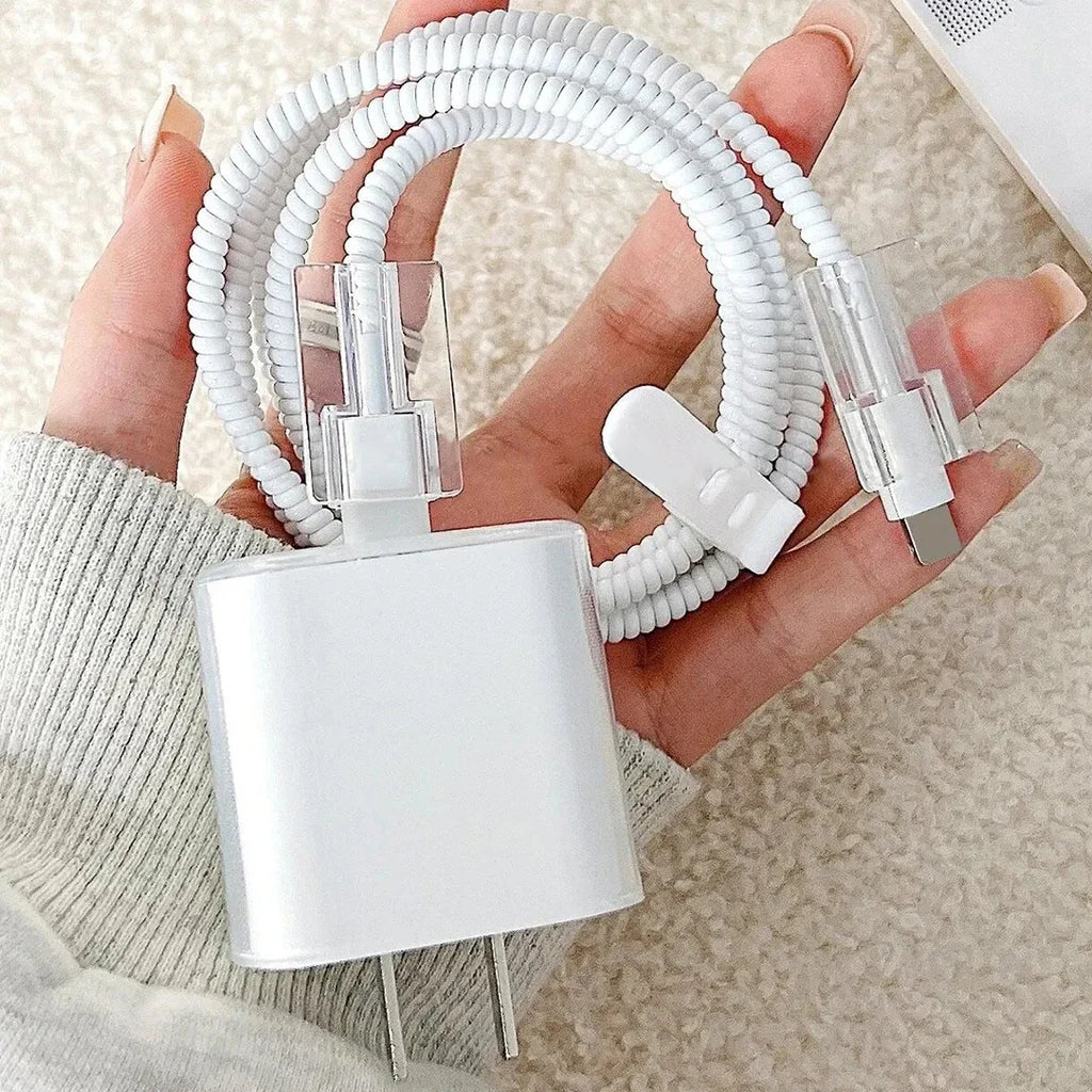 iPhone Charger Case & Cable Winder Kit – Clear TPU Protection